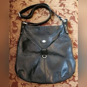 Vintage Original“The TREND” Black Leather Shoulder Bag 13 x 12 Made in Italy